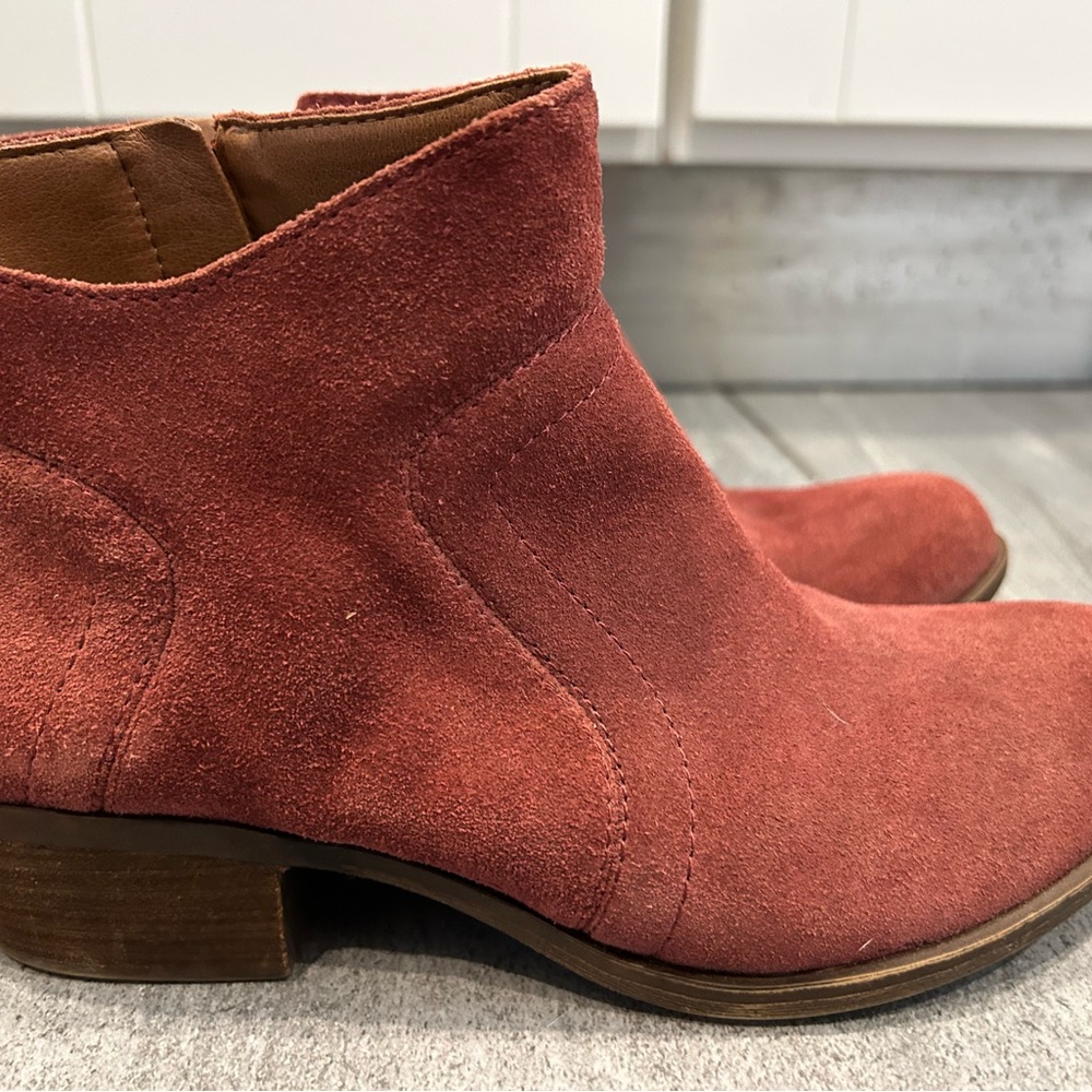 Lucky Brand Suede Ankle Boots - Brick Red